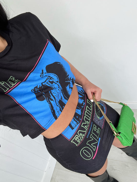 BLUE CROP LOGO T SHIRT SKIRT CO-ORD