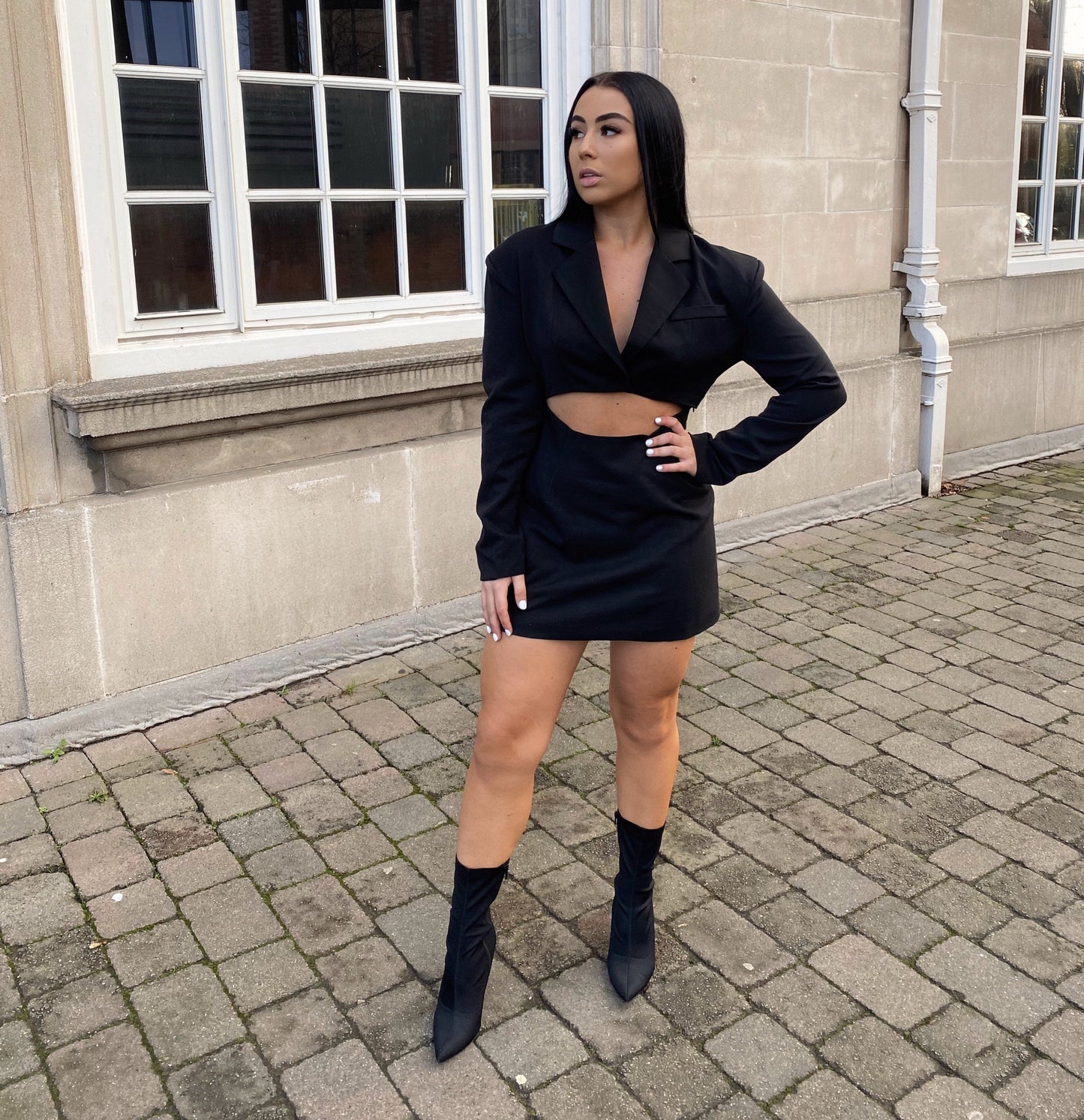 BLACK CUT OUT BLAZER DRESS – bymollie