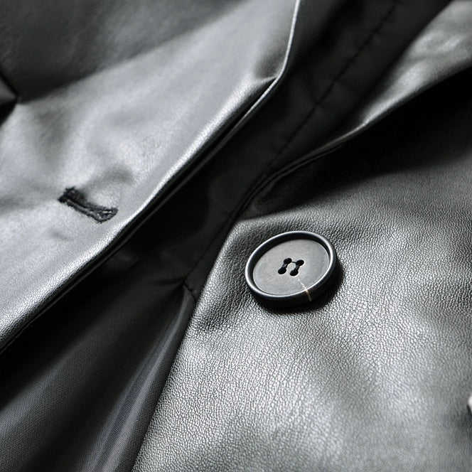 BLACK VEGAN LEATHER BLAZER