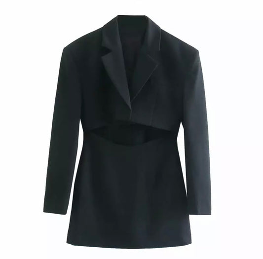 BLACK CUT OUT BLAZER DRESS