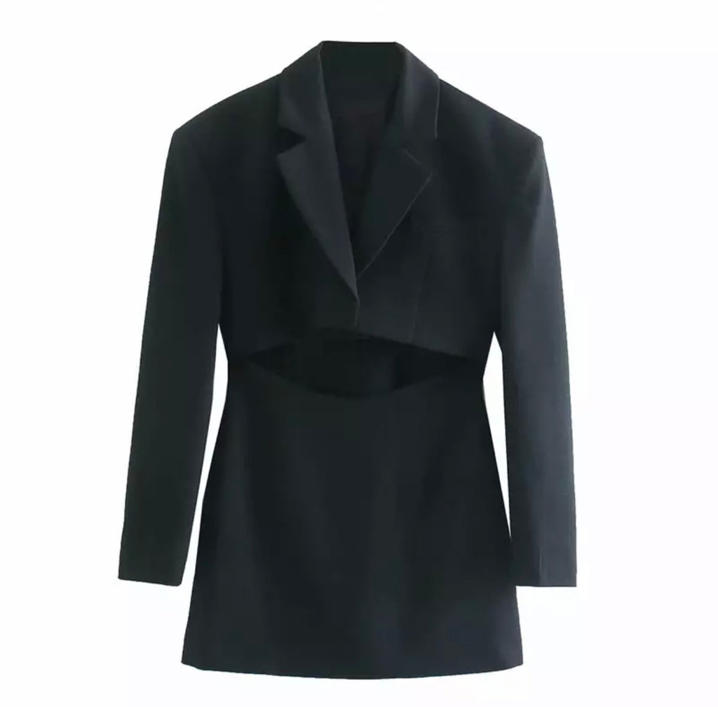 BLACK CUT OUT BLAZER DRESS bymollie BLACK CUT OUT BLAZER DRESS bymollie