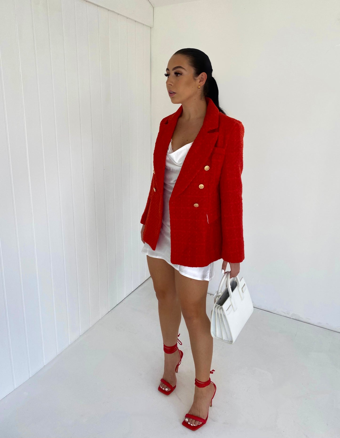 RED TWEED BLAZER