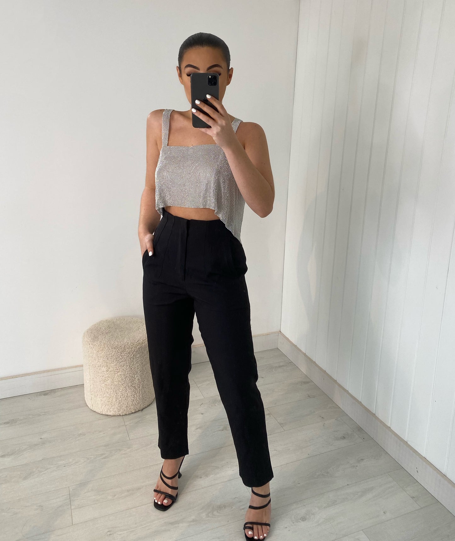 DIAMANTÉ DETAIL CROP TOP