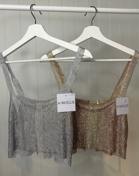 DIAMANTÉ DETAIL CROP TOP