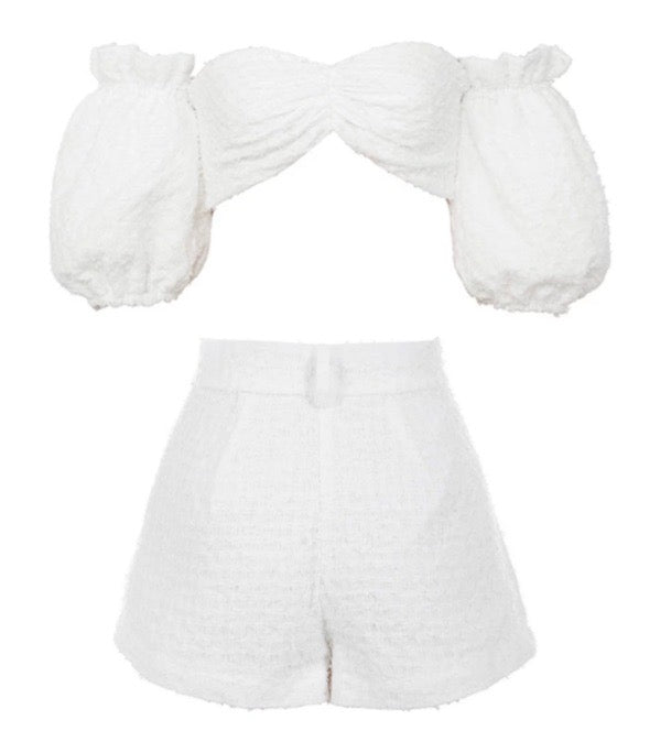 WHITE TEXTURED JACQUARD CO-ORD