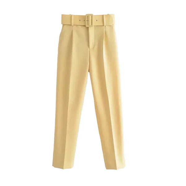 BABY YELLOW BLAZER AND BELTED TROUSER CO-ORD
