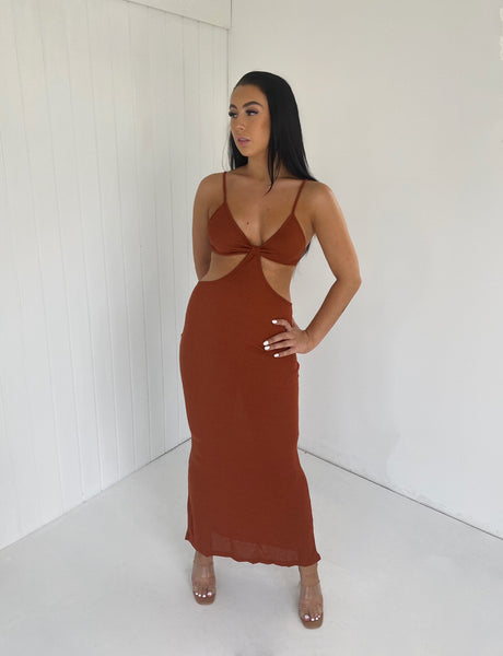 KNOT FRONT CUT OUT MAXI DRESS