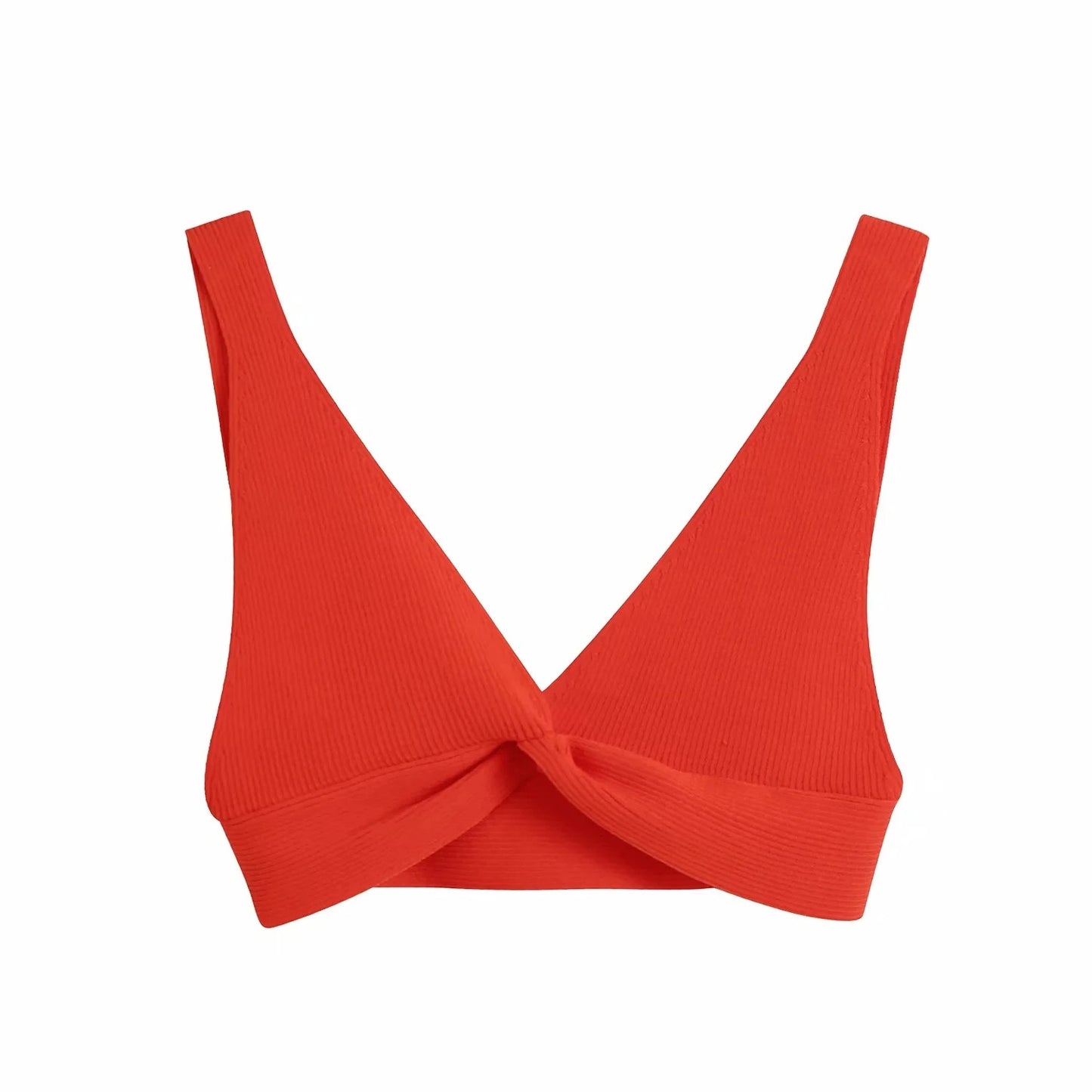 RED KNIT BRALET AND SLIT LEG MIDI SKIRT