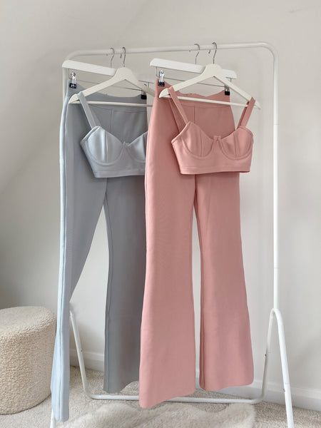 PINK BANDAGE BRALET AND FLARE TROUSER CO-ORD