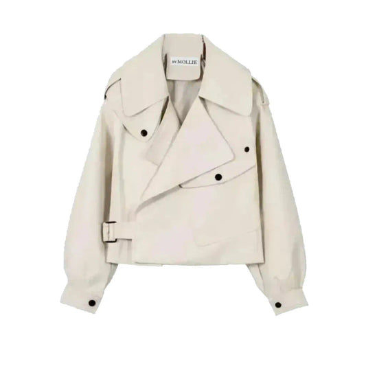 CREAM OVERSIZED VEGAN LEATHER JACKET