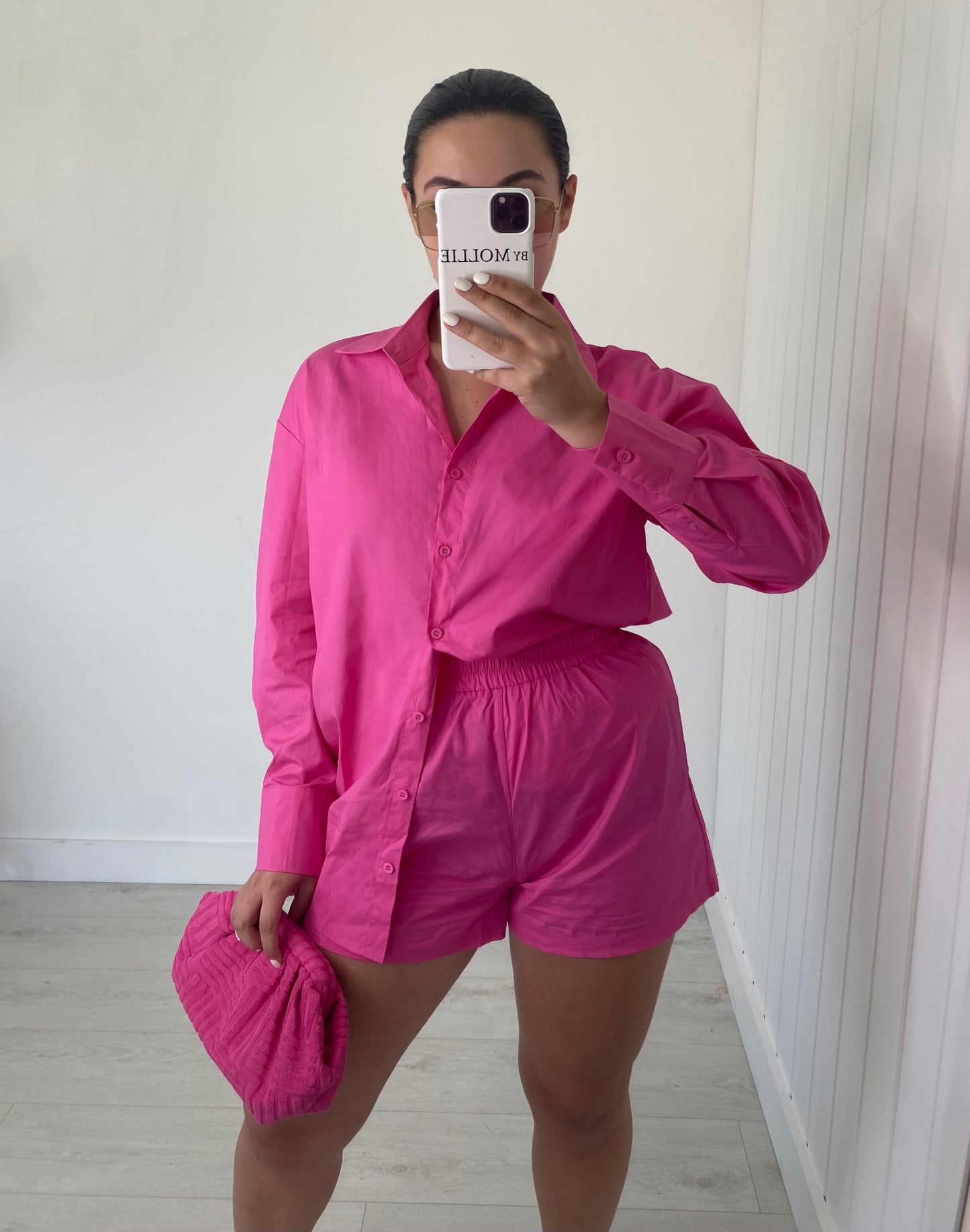 PINK OVERSIZED SHIRT AND SHORTS CO-ORD