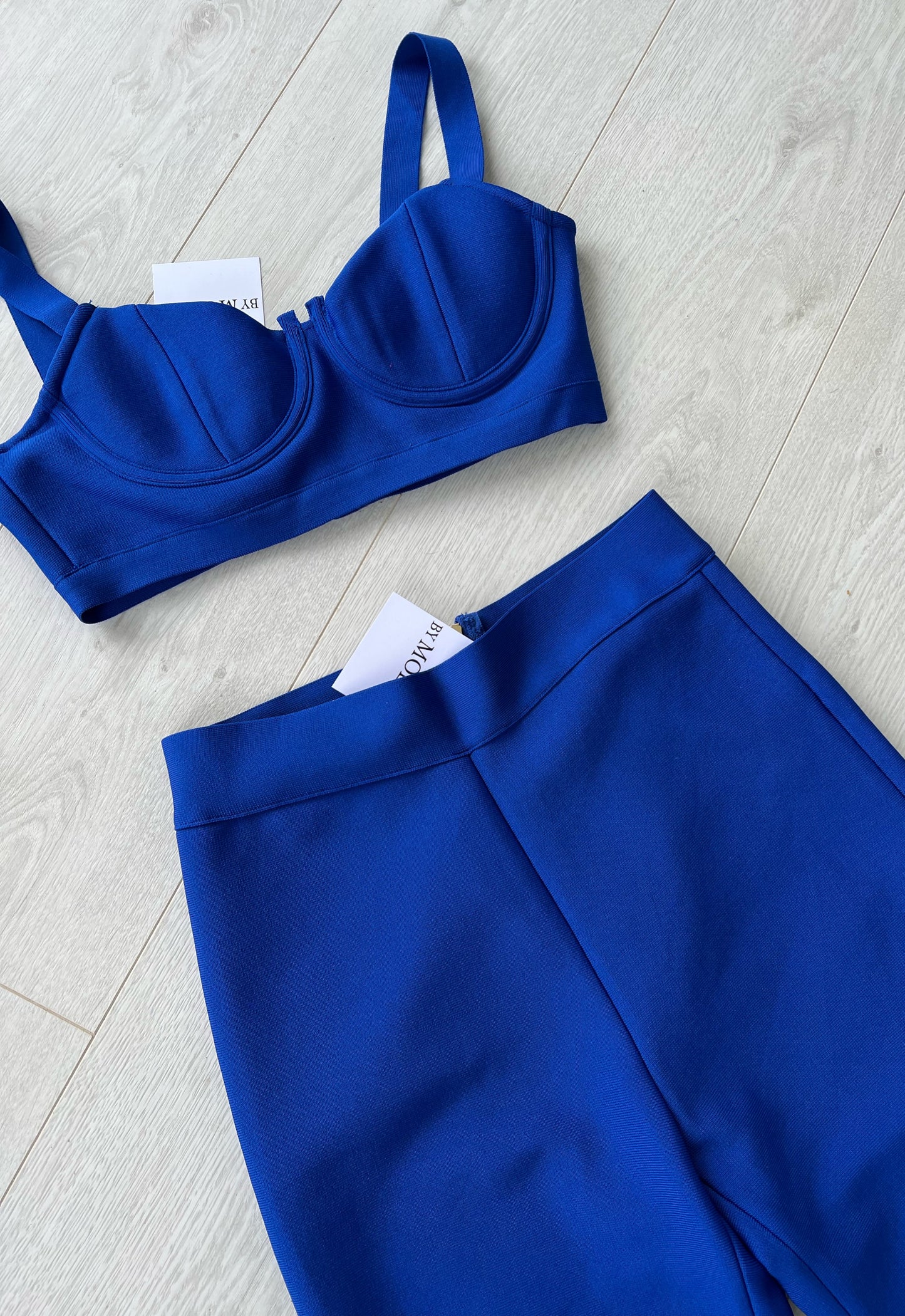 ROYAL BLUE BANDAGE BRALET AND FLARE TROUSER CO-ORD