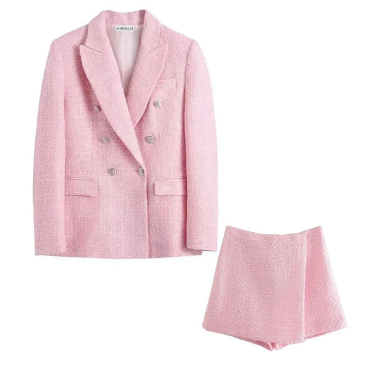 BABY PINK TWEED BLAZER AND SKORT CO-ORD