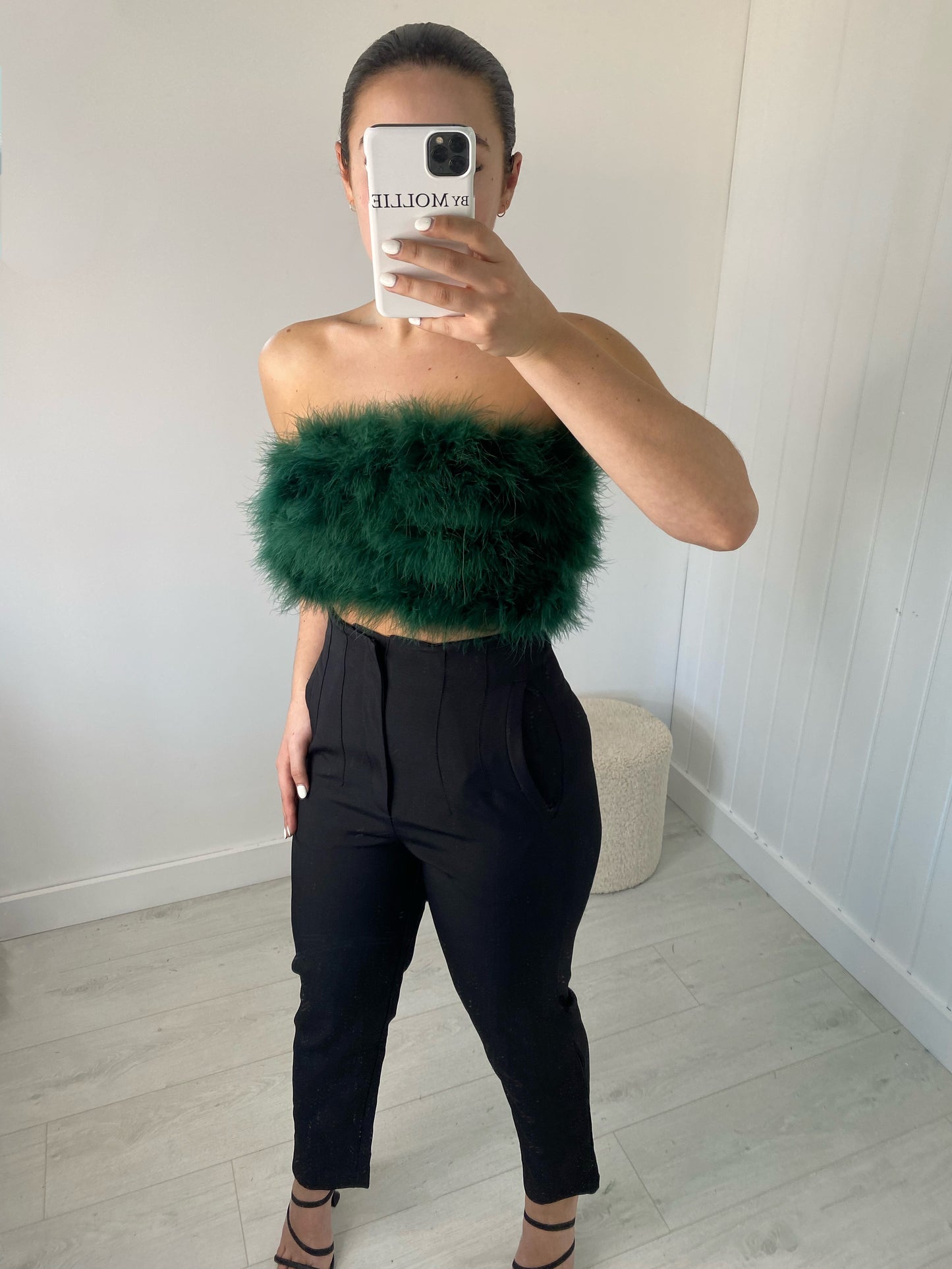 FEATHER BUST BANDEAU CROP TOPS