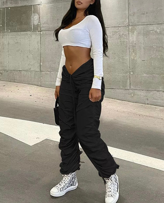 RUCHED HIGH WAIST CARGO TROUSER