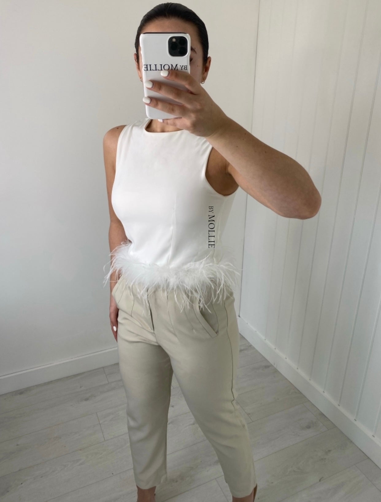 FEATHER HEM CROPPED VEST