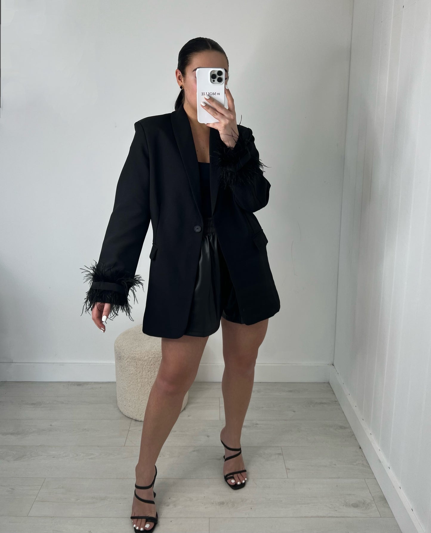FEATHER CUFF OVERSIZED BLAZER