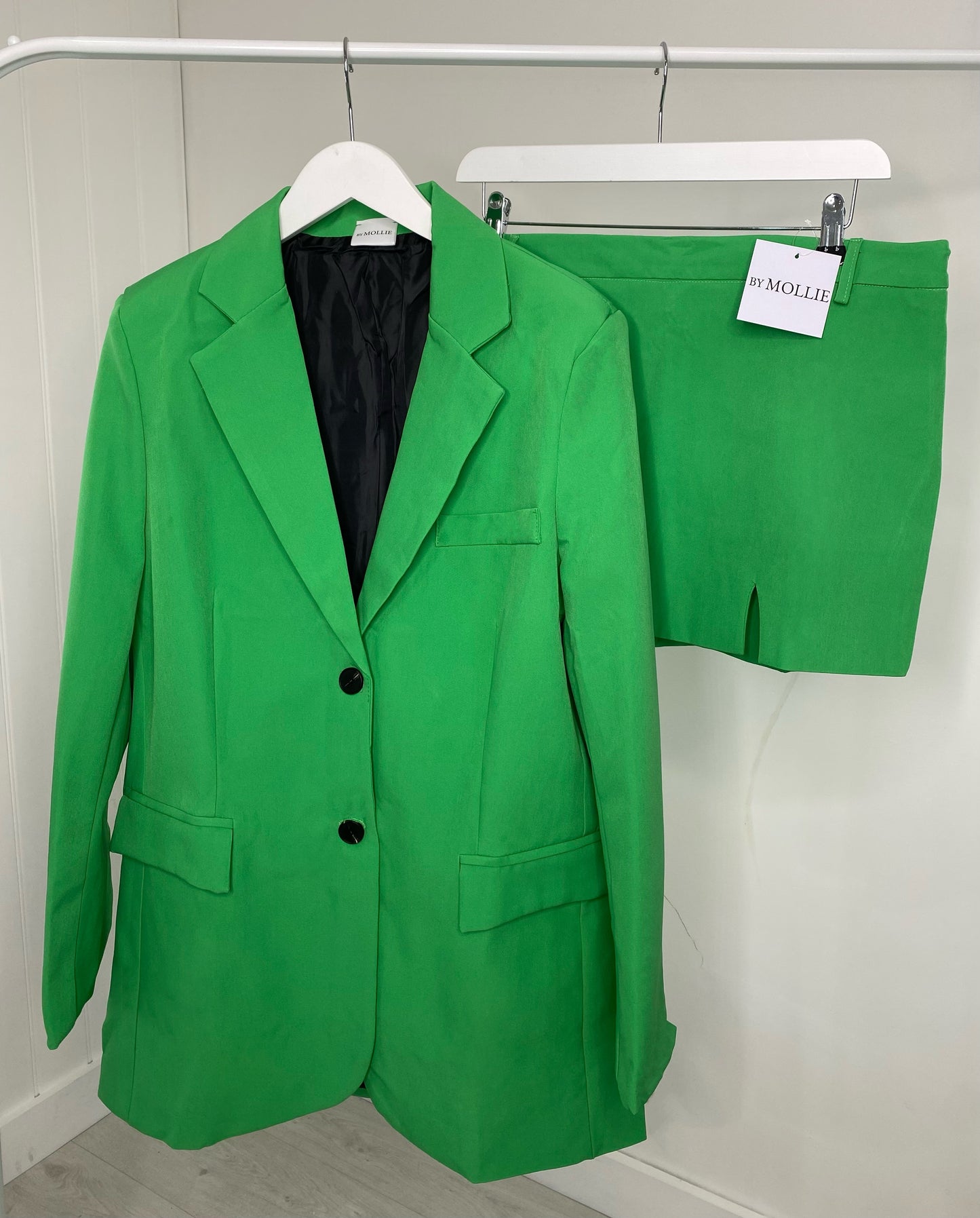 GREEN OVERSIZED BLAZER AND SPLIT MINI SKIRT CO-ORD