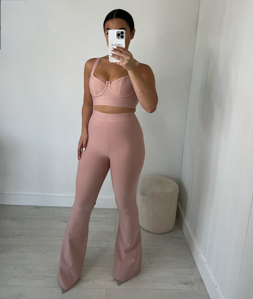 BLUSH NUDE BRALET AND FLARE TROUSER CO-ORD