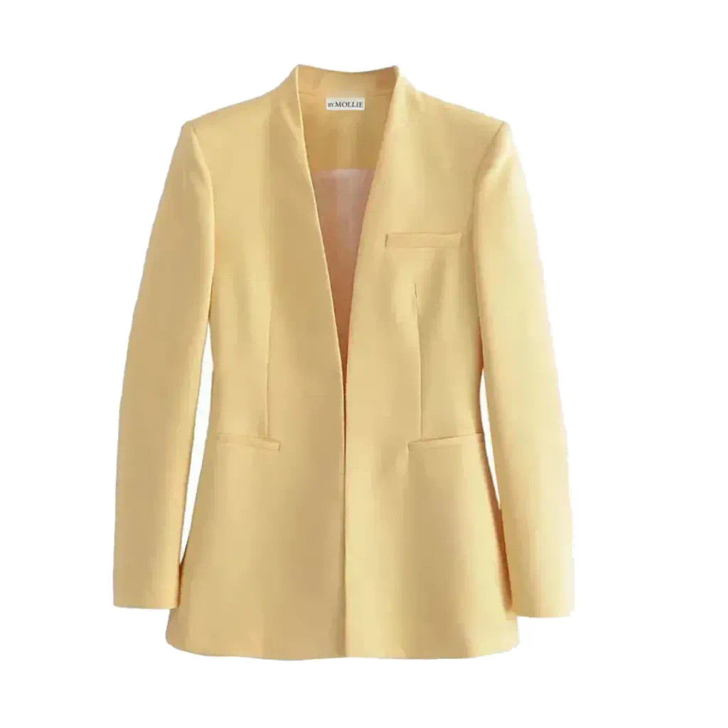 BABY YELLOW BLAZER AND BELTED TROUSER CO-ORD