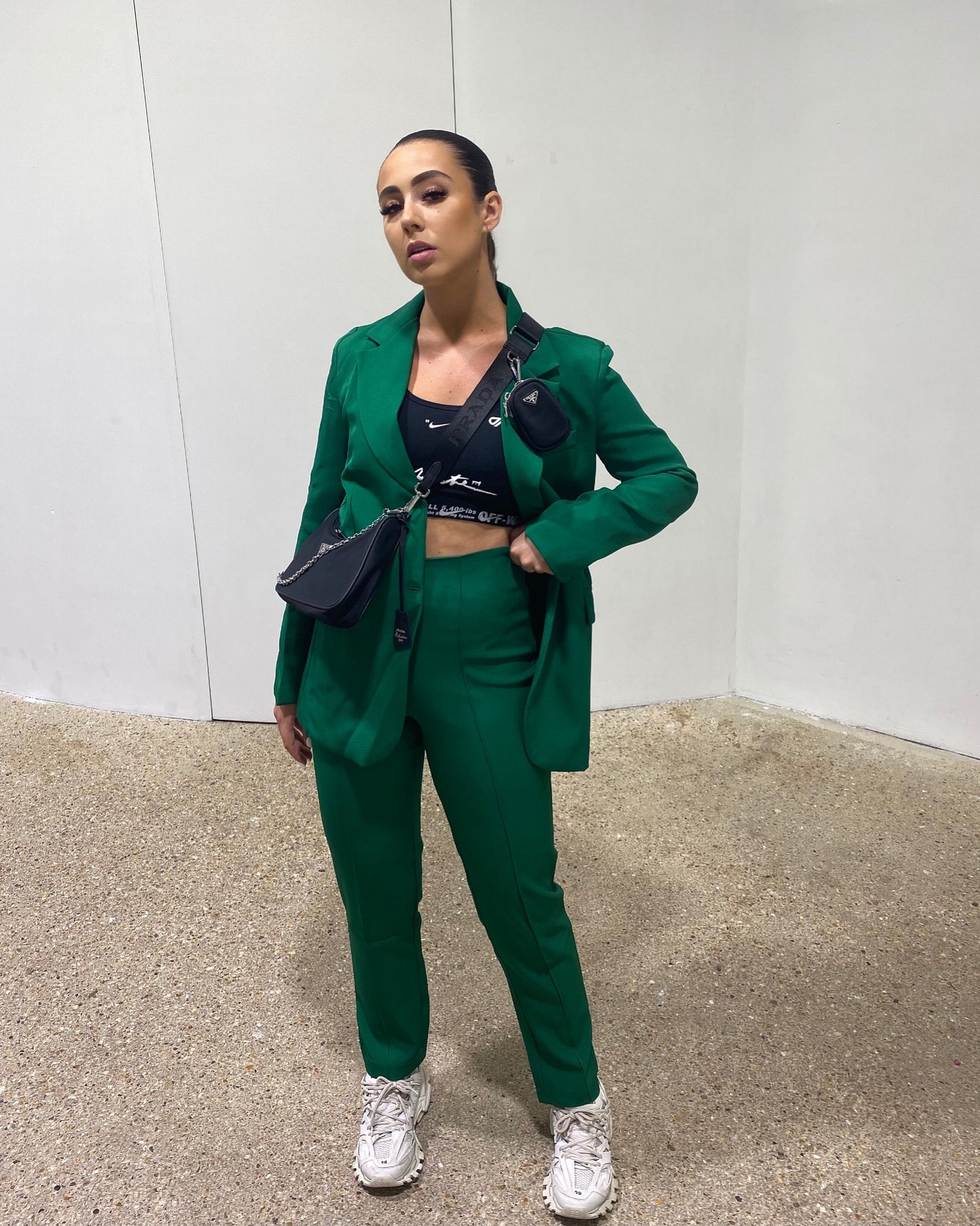 DARK GREEN BLAZER AND CIGARETTE TROUSER CO-ORD