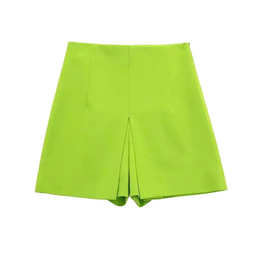 LIME GREEN FLARE SHORTS