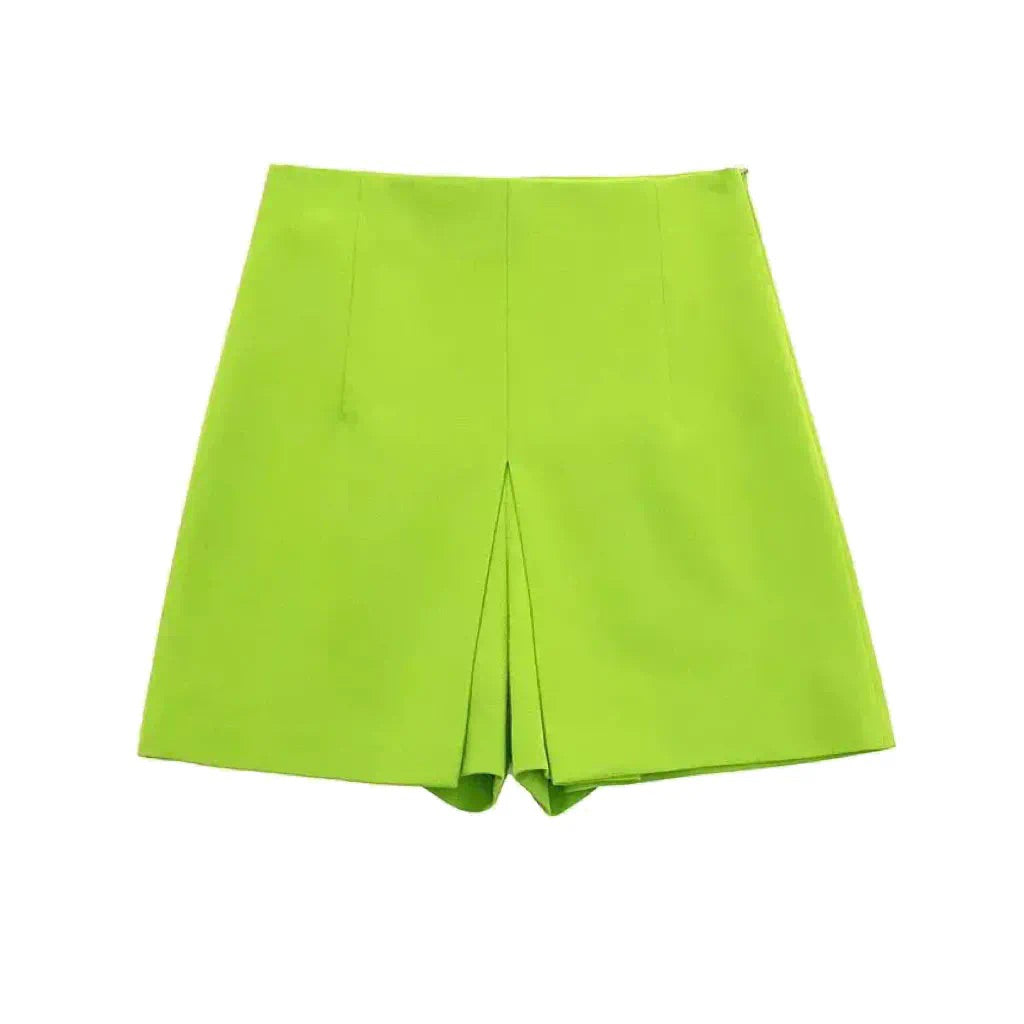 LIME GREEN FLARE SHORTS