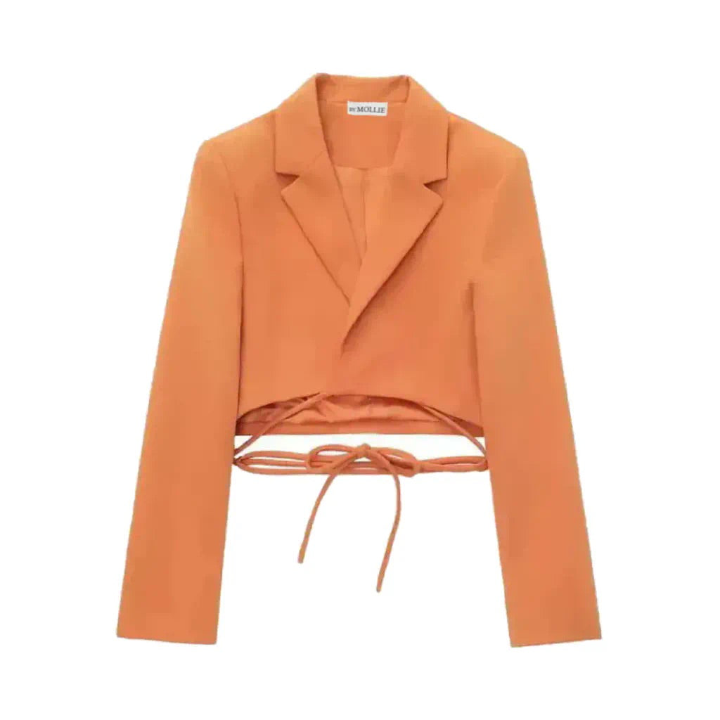 ORANGE TIE WAIST CROP BLAZER