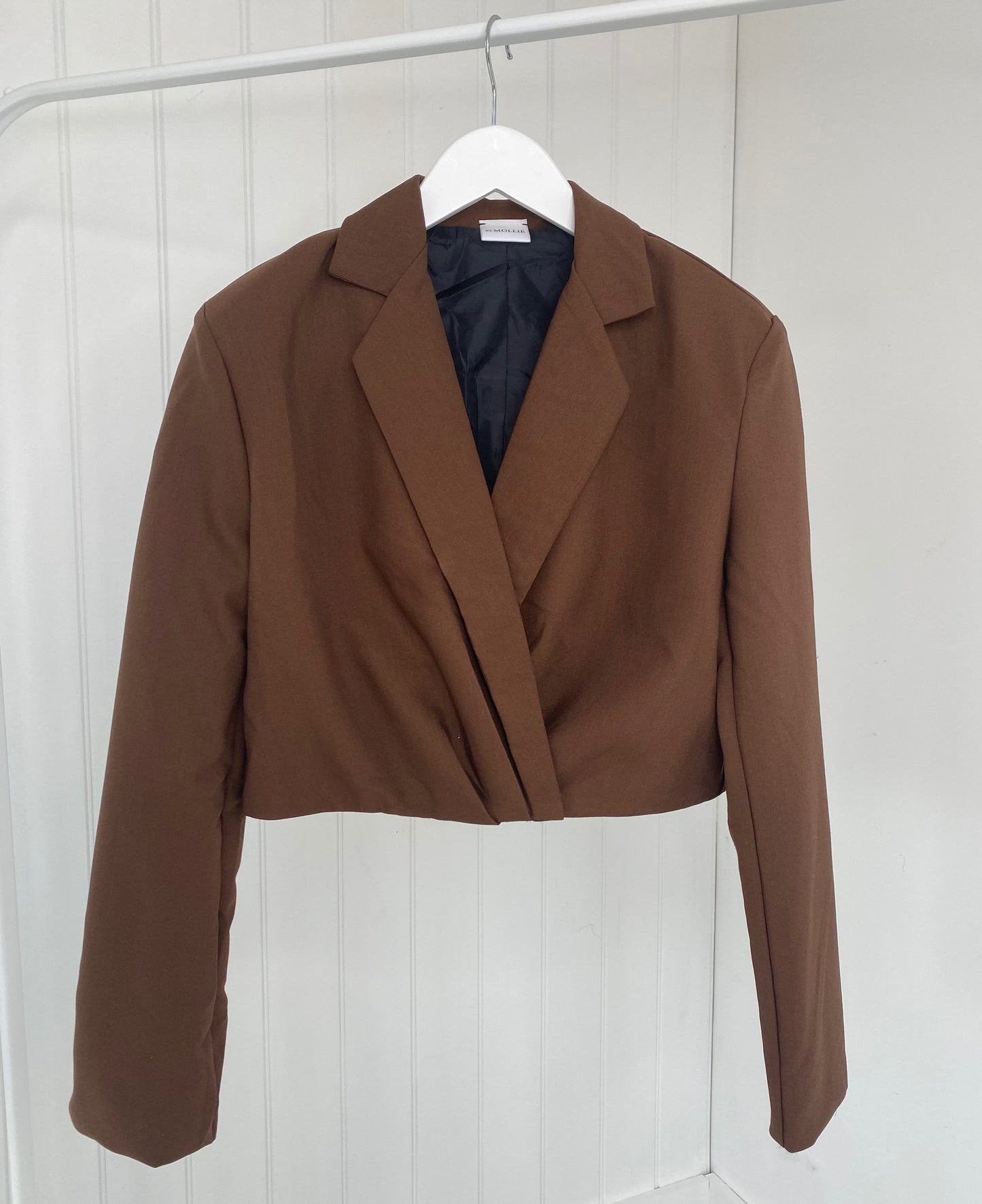 BROWN CROP BLAZER