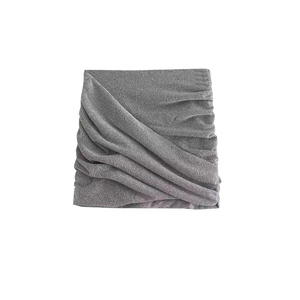 METALLIC SHIMMER RUCHED MINI SKIRT