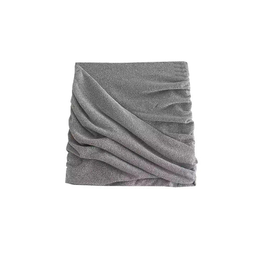 METALLIC SHIMMER RUCHED MINI SKIRT