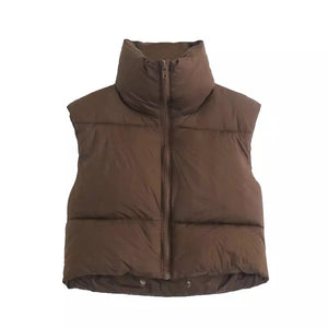 CROPPED CHOCOLATE BROWN BODYWARMER