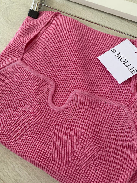 BABY PINK SWEETHEART KNIT TOP