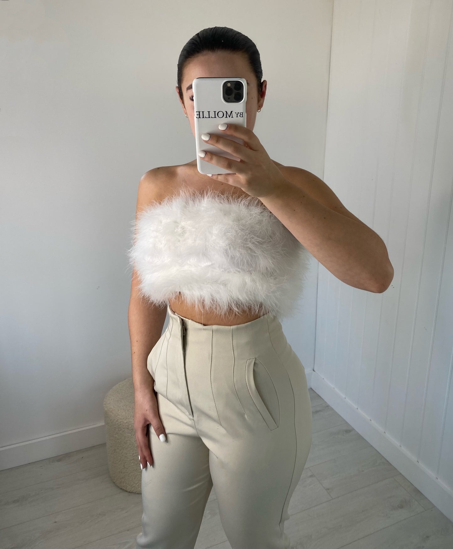 FEATHER BUST BANDEAU CROP TOPS