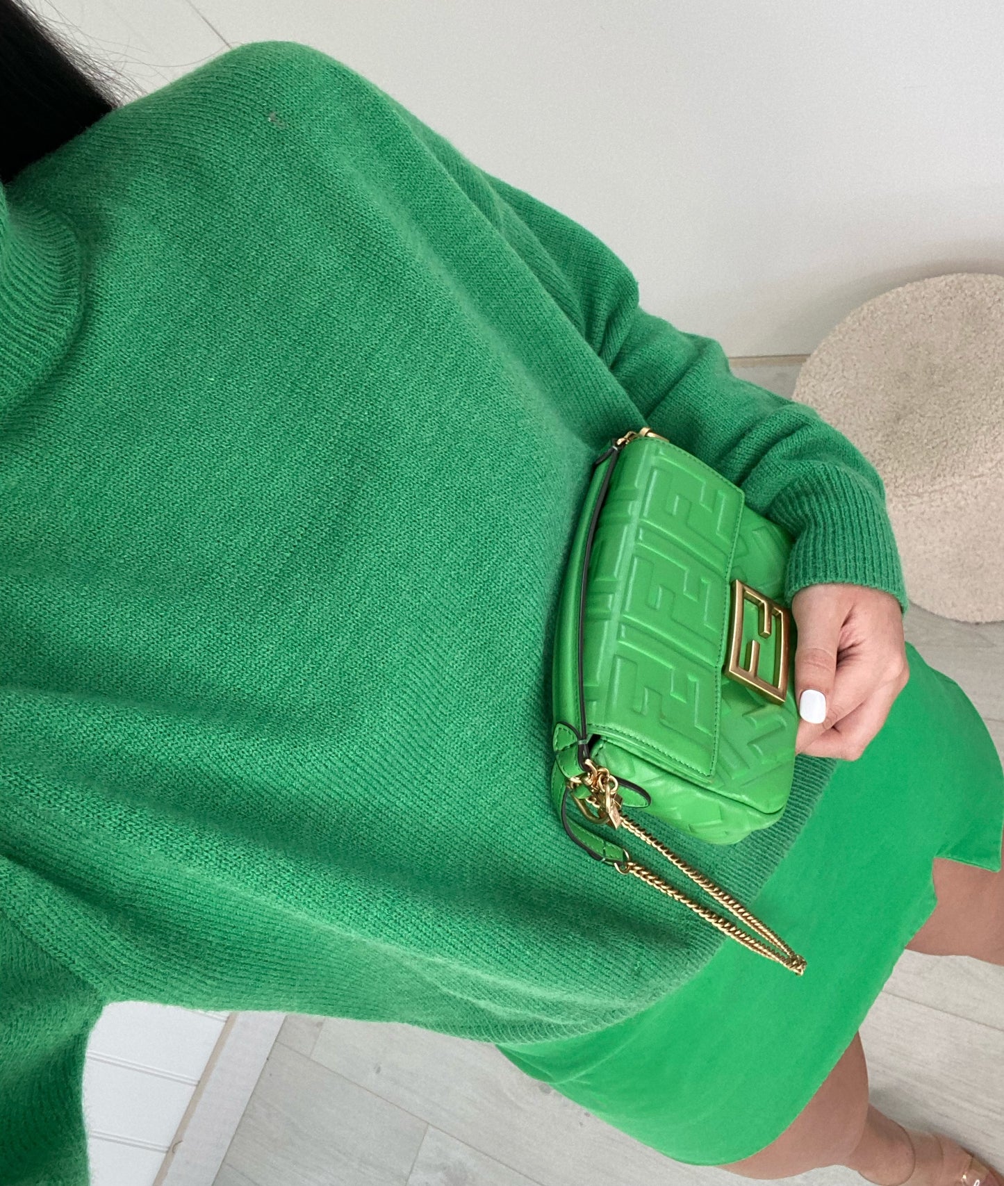 GREEN HIGH NECK KNIT JUMPER