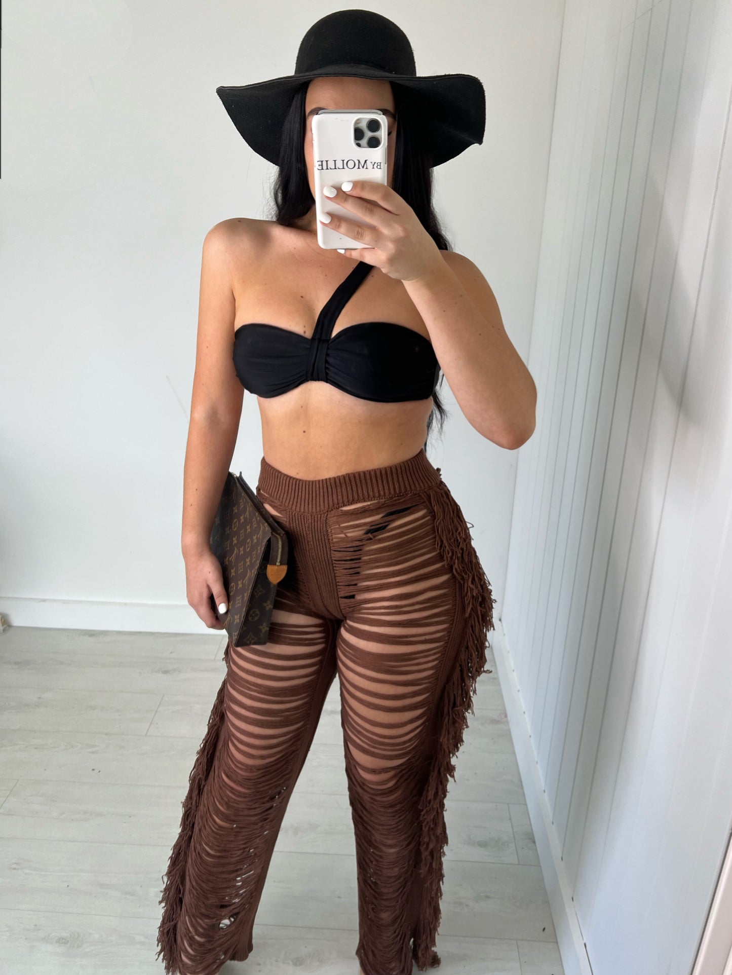 HIGH WAIST DISTRESSED TROUSERS