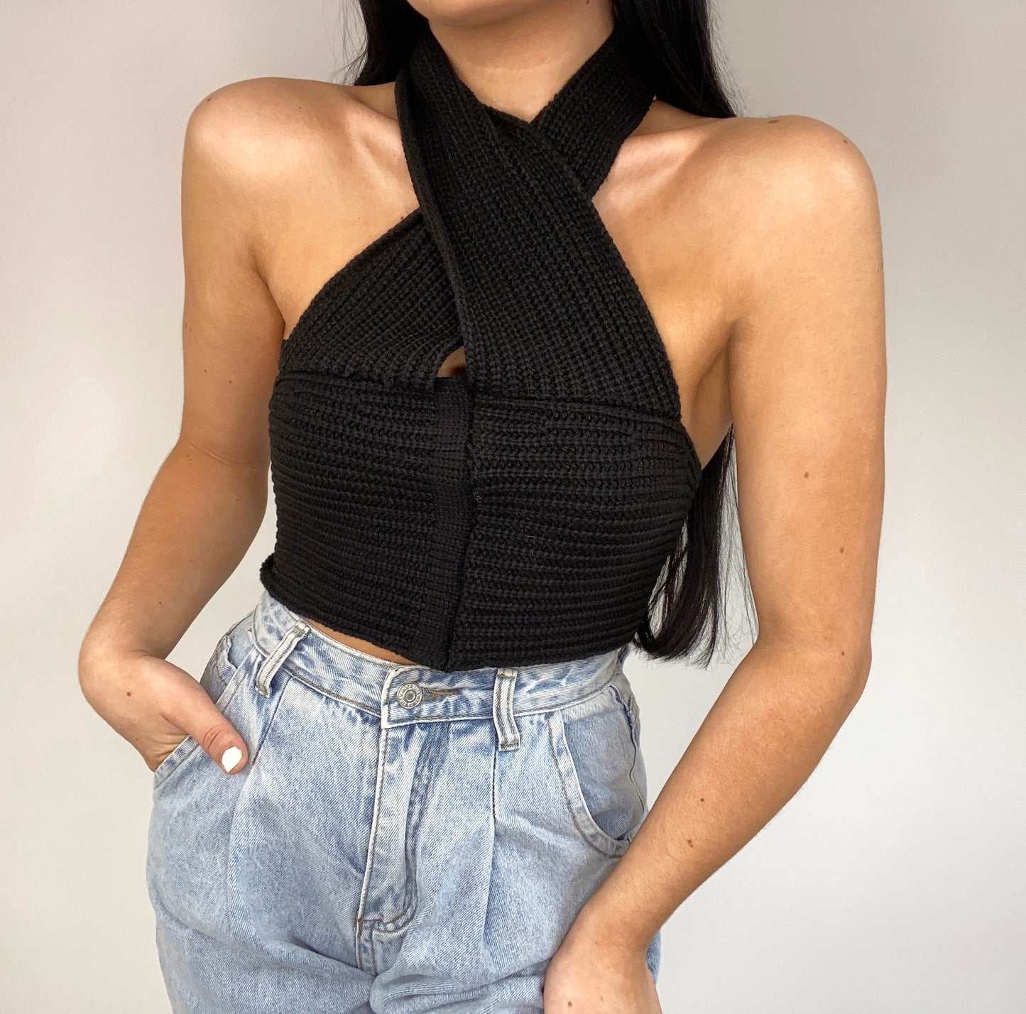 KNIT WRAP MULTIWEAR CROP TOP