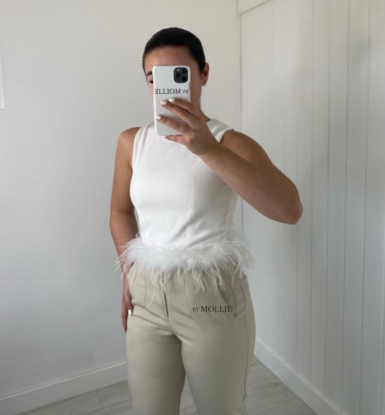 FEATHER HEM CROPPED VEST