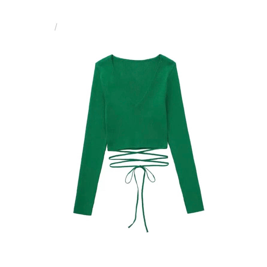 GREEN LONG SLEEVE KNIT TOP AND SKIRT CO-ORD