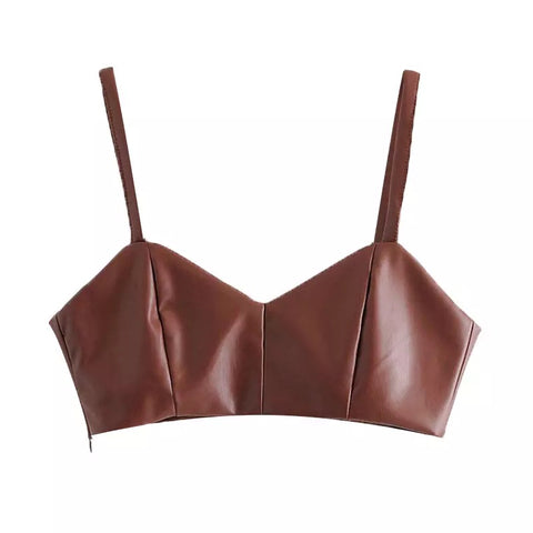 RUST VEGAN LEATHER BRALET