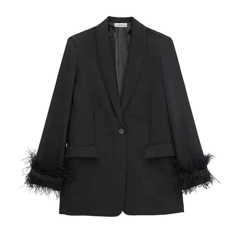 FEATHER CUFF OVERSIZED BLAZER