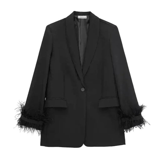 FEATHER CUFF OVERSIZED BLAZER