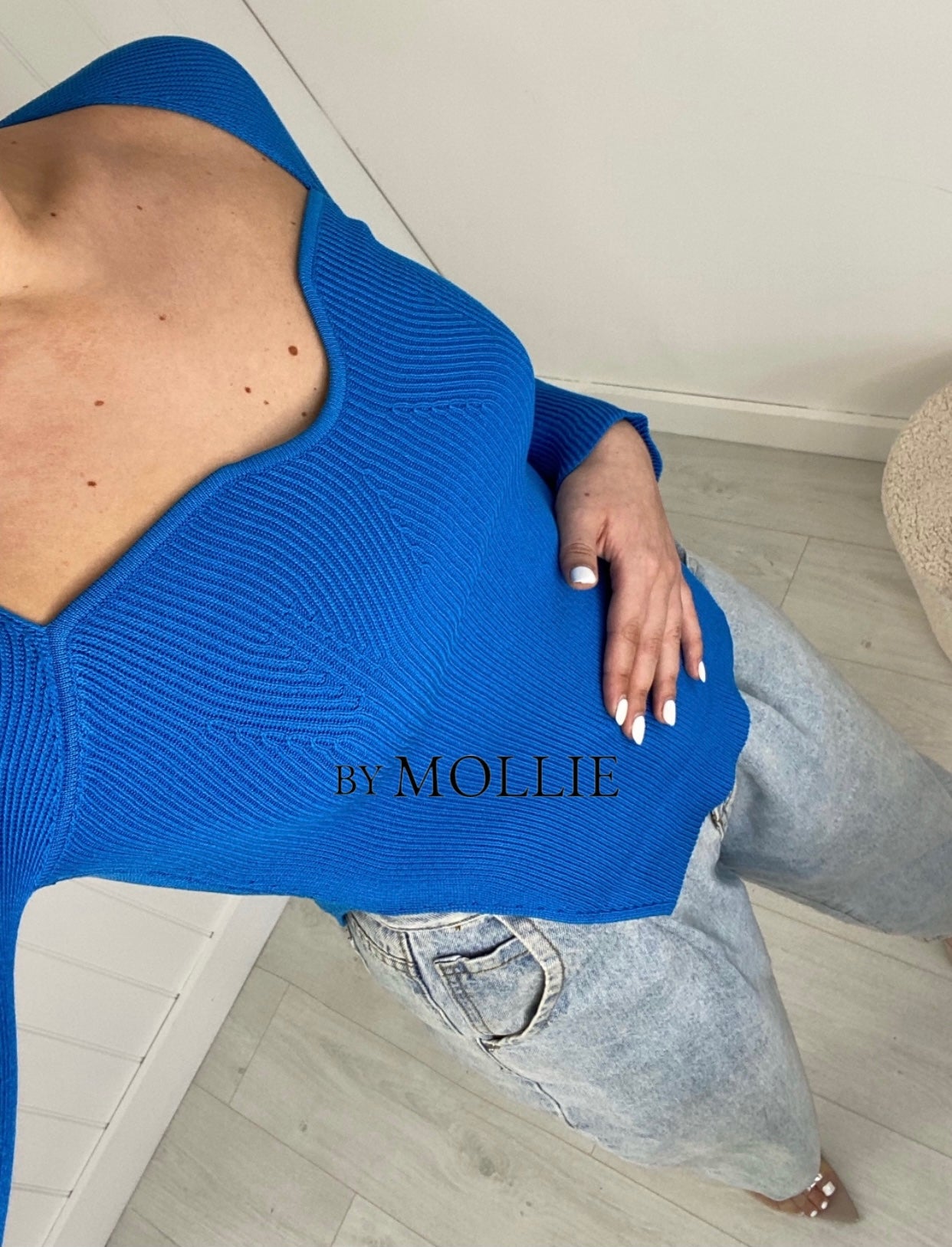 COBALT BLUE SWEETHEART KNIT TOP