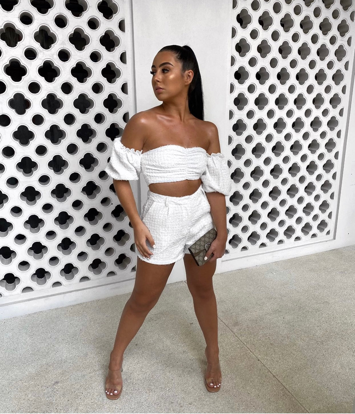 WHITE TEXTURED JACQUARD CO-ORD