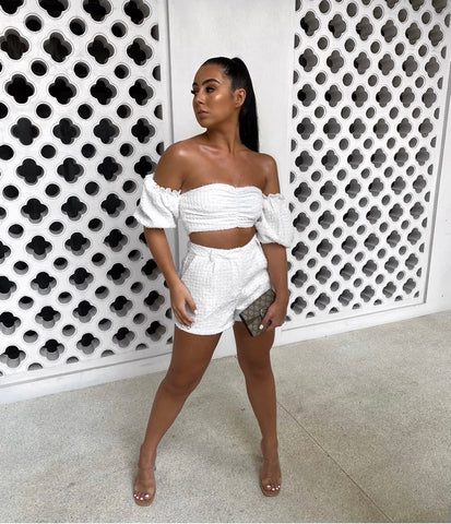 WHITE TEXTURED JACQUARD CO-ORD