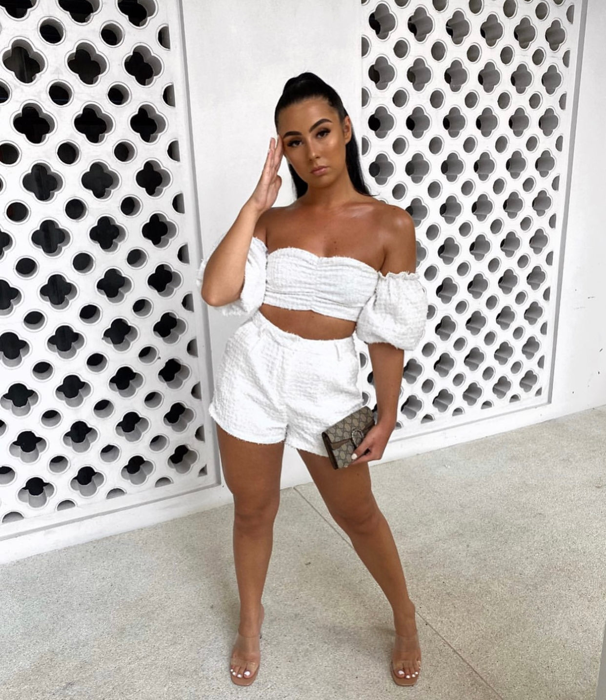 WHITE TEXTURED JACQUARD CO-ORD