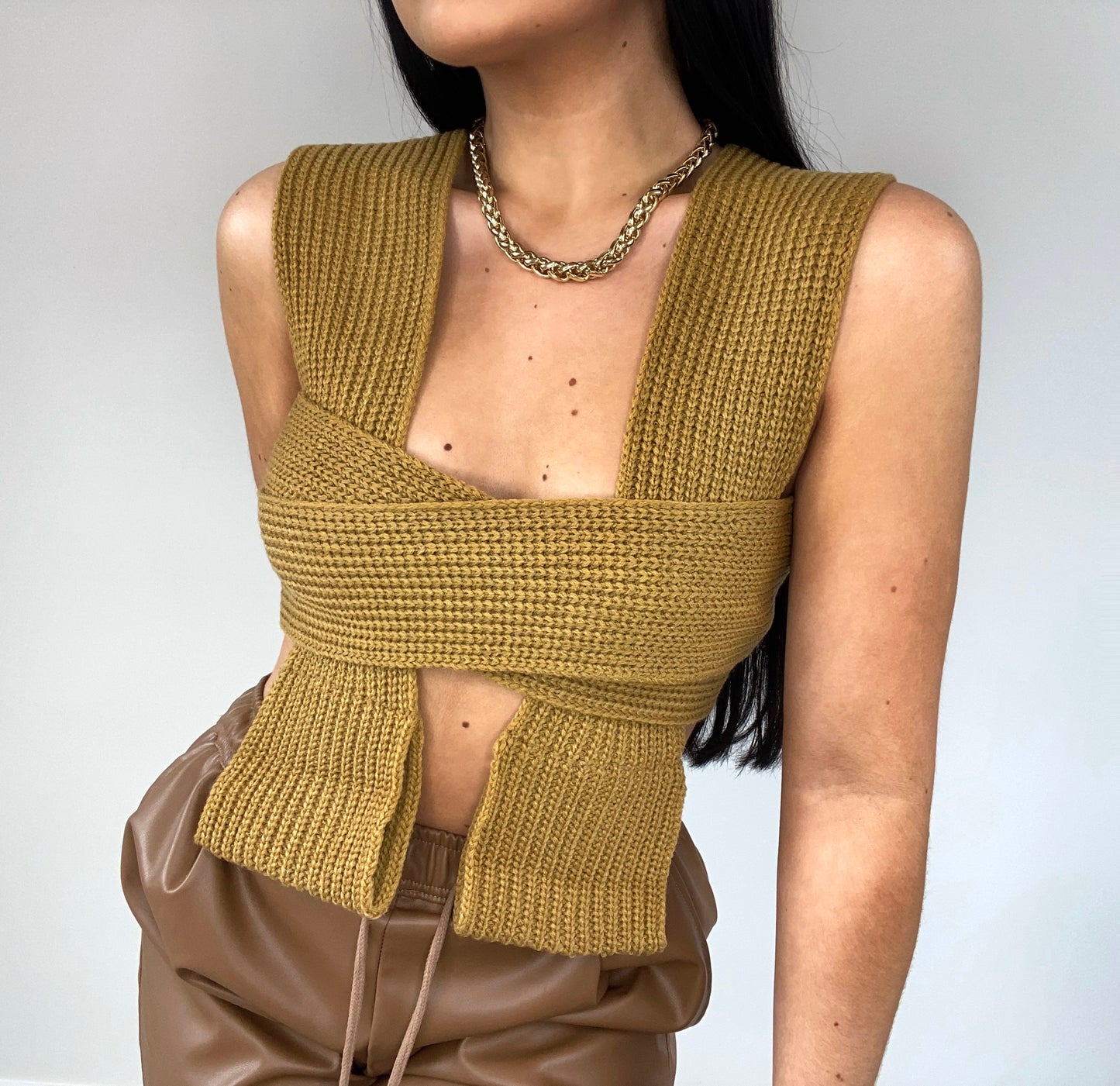 KNIT WRAP MULTIWEAR CROP TOP