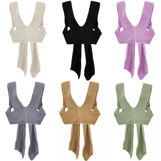 KNIT WRAP MULTIWEAR CROP TOP