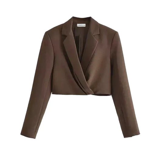 BROWN CROP BLAZER