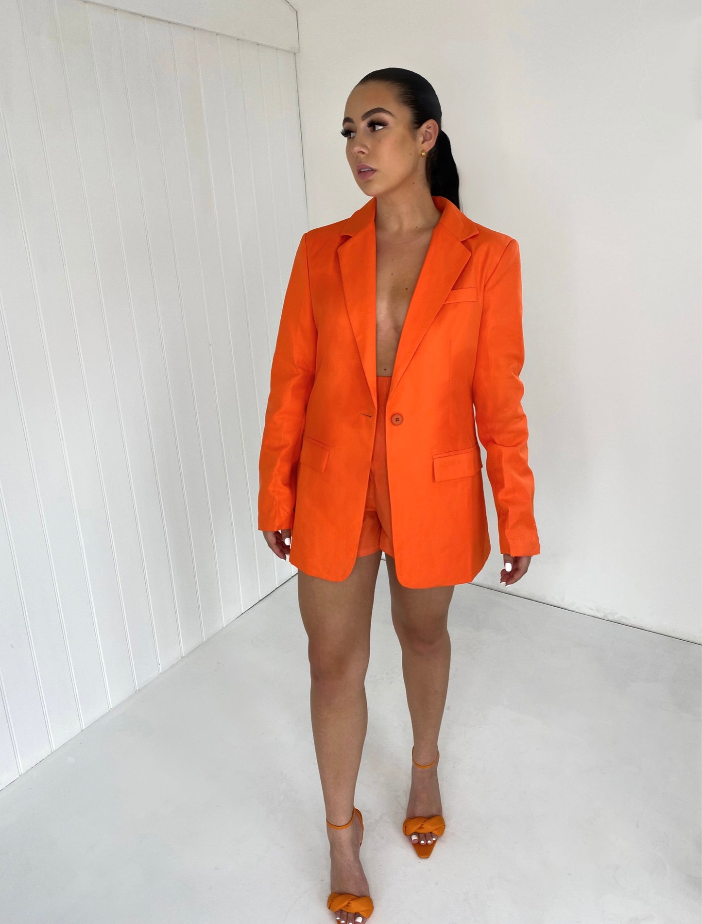 ORANGE OVERSIZED SHOULDER PADDED BLAZER